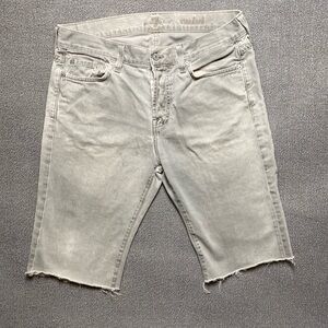 7 For All Man Kind Men's Cutoff Gray Denim Shorts- 100% Cotton Made in USA